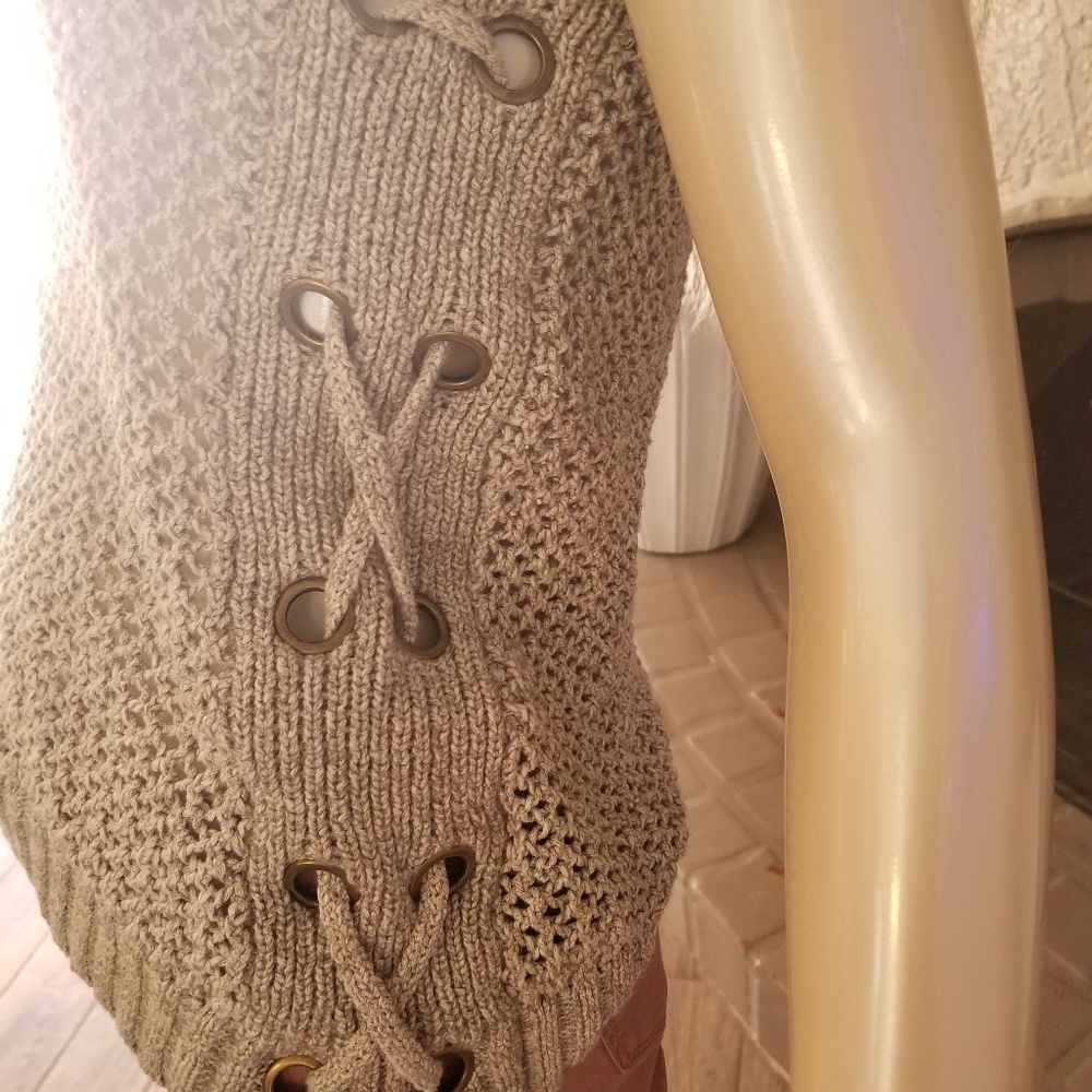 Crochet racerback sweater shirt